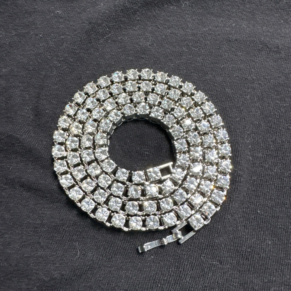 4Mm Round Cut Moissanite Tennis Necklace 16 Carat 925 Sterling Silver 22 Inches